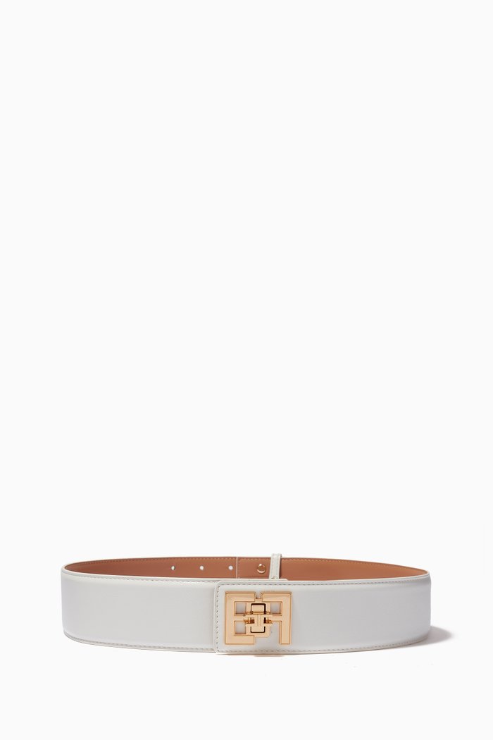 

Logo-plaque Belt in Faux-leather, Neutral