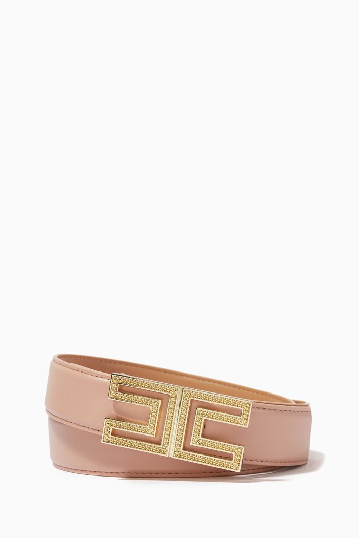 Logo-plaque Belt in Faux-leather, Neutral