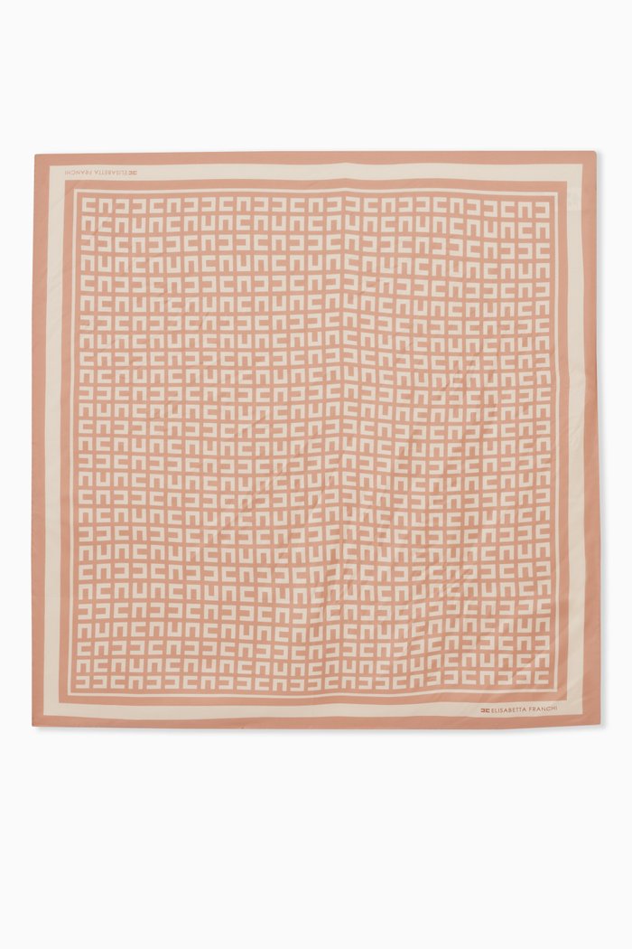 

Lettering Print Scarf in Silk, Neutral