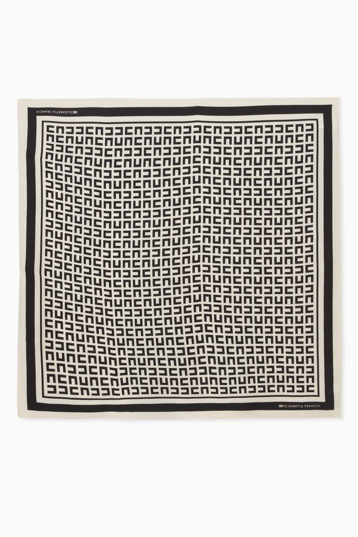 

Lettering Print Scarf in Silk, Neutral