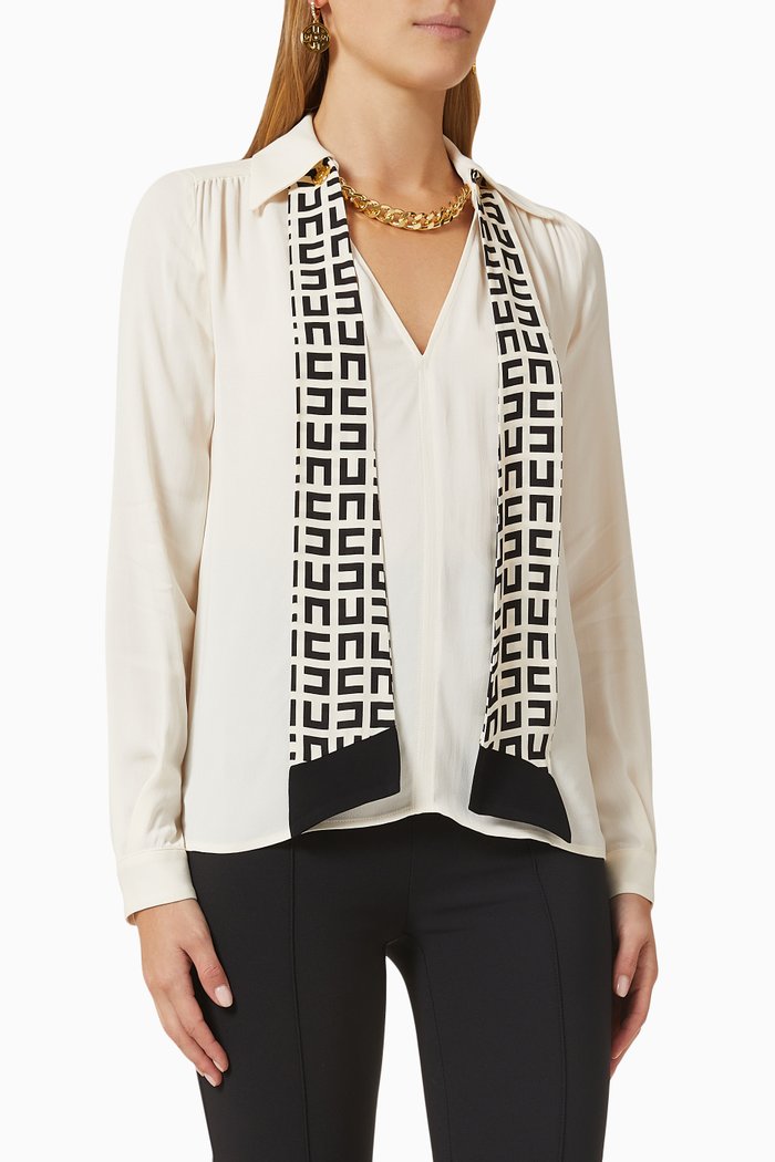 

Logo Scarf Blouse in Crepe, Neutral