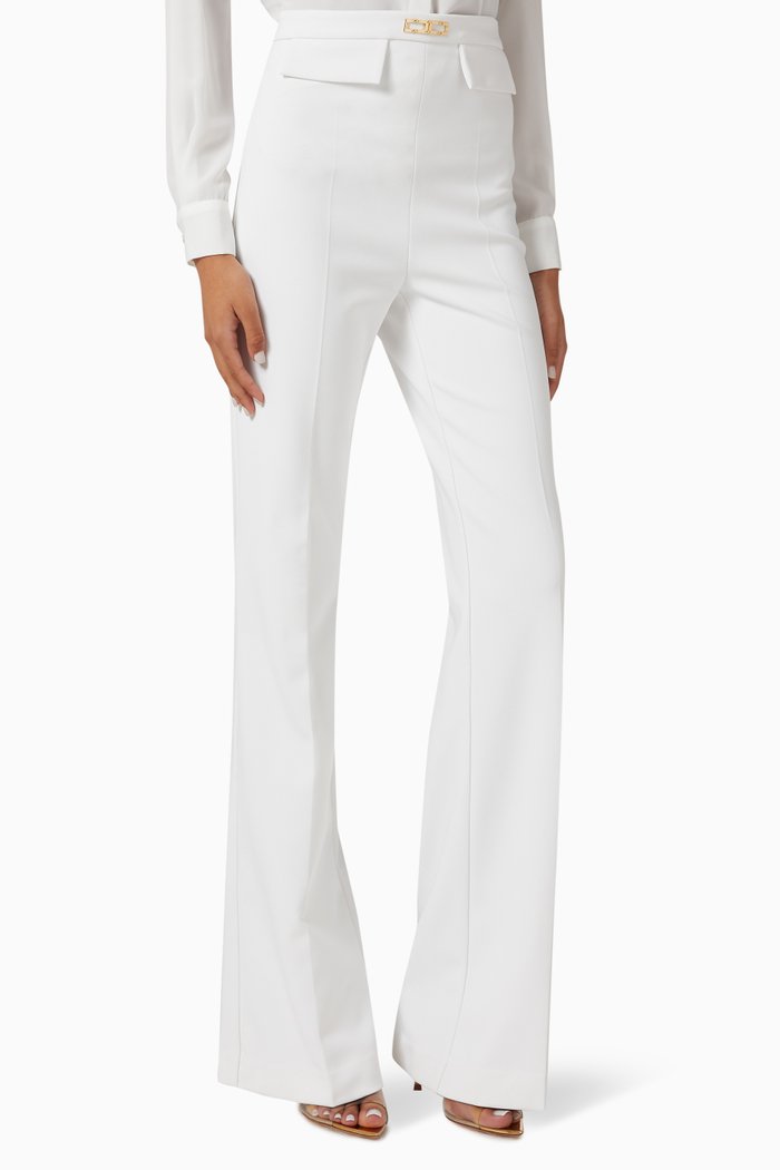 

Metal Logo Pants in Stretch Crepe, White