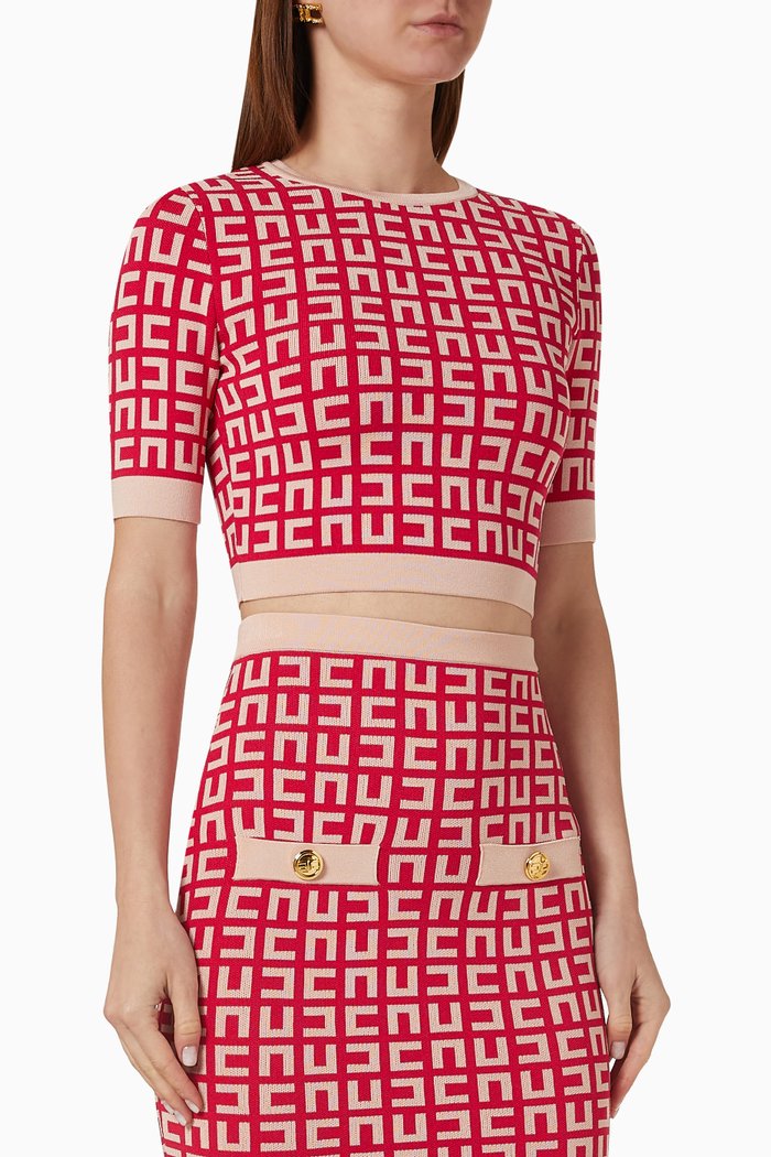 Logo Crop Top in Knit, Pink