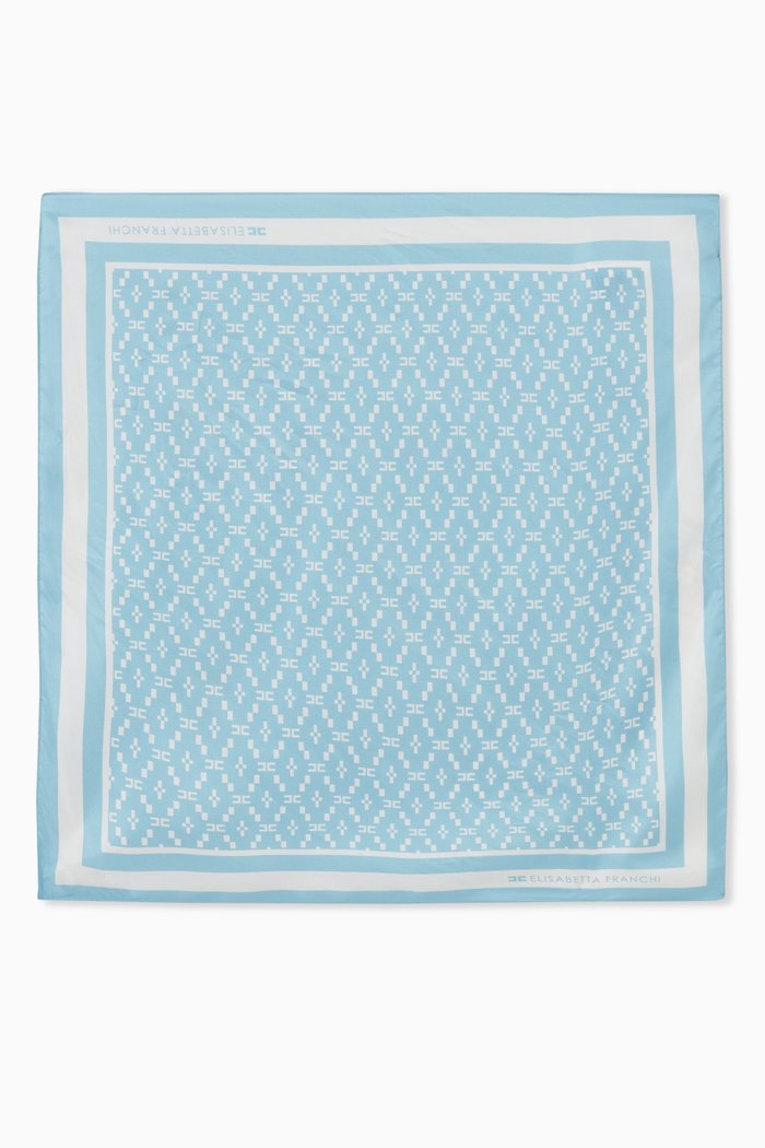 

Logo Print Scarf in Silk, Blue