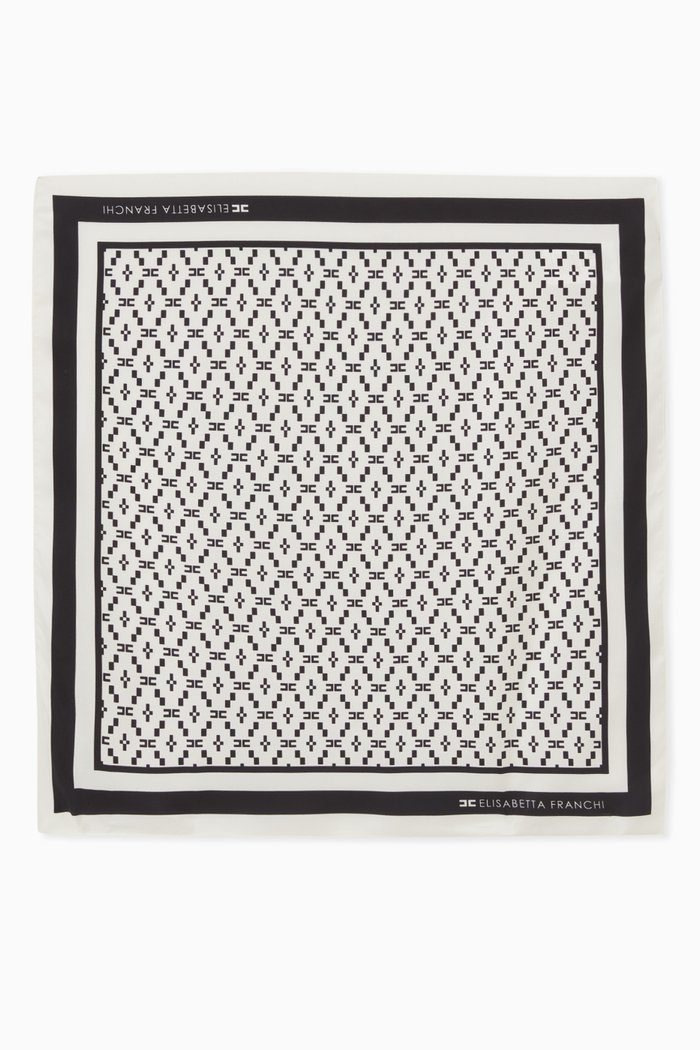 

Logo Print Scarf in Silk, Neutral