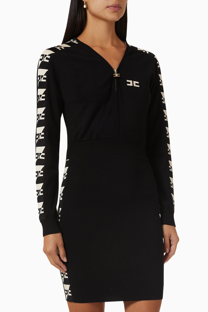 

Logo Tape Mini Dress in Knit, Black