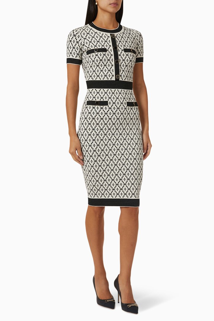 

Diamond Midi Dress in Jacquard, Neutral