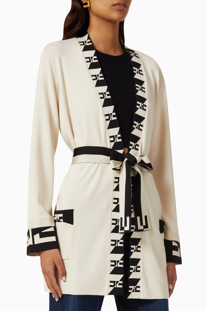 

Logo Kimono Cardigan in Knit, Neutral