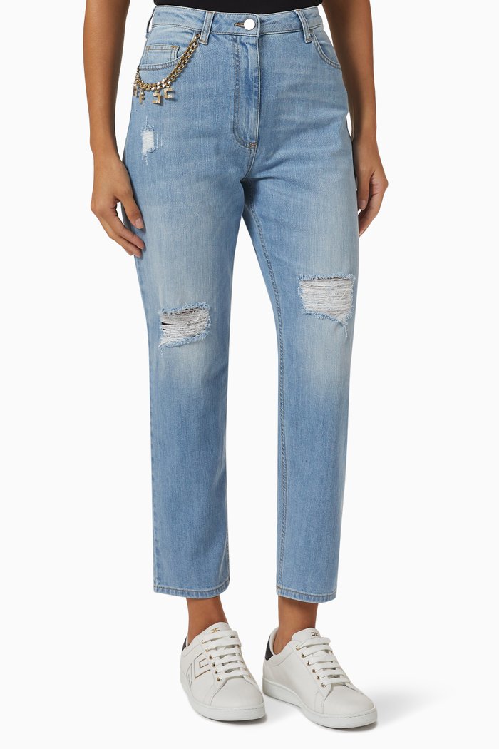

Distressed Jeans in Denim, Blue