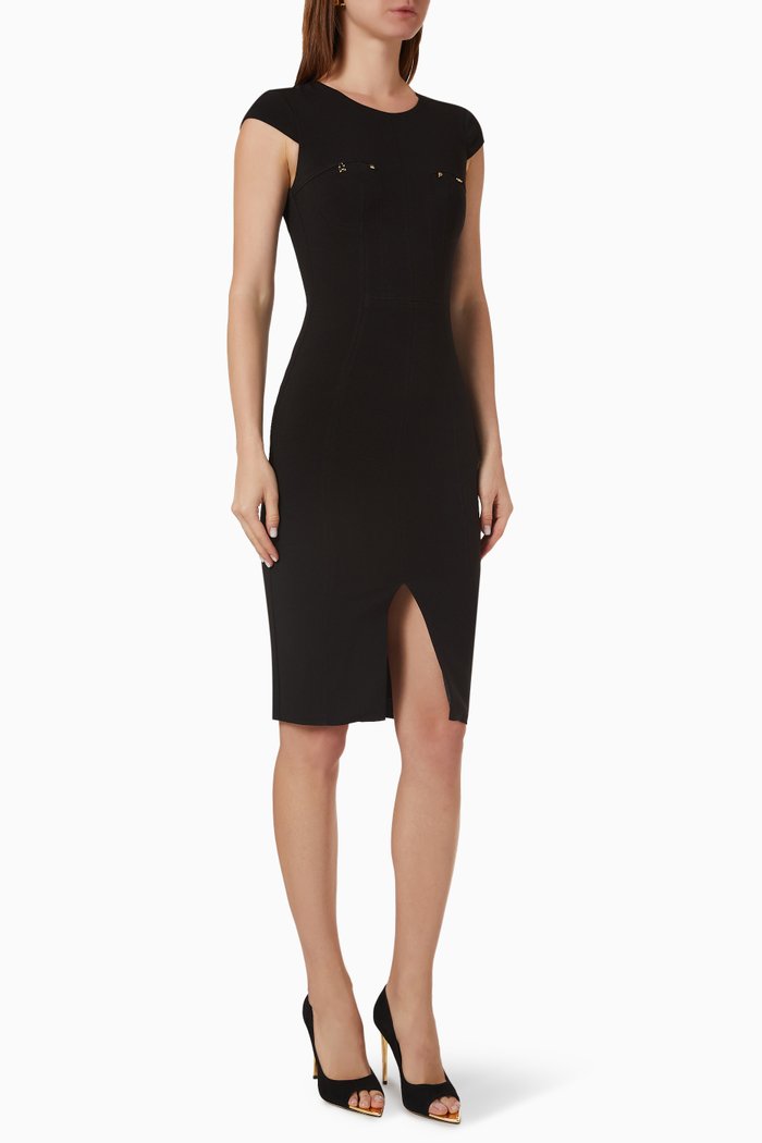 

Sheath Midi Dress in Crepe, Black