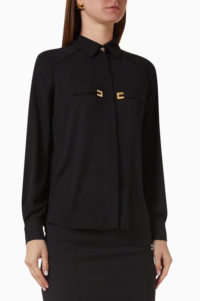 

Logo Blouse in Crepe, Black