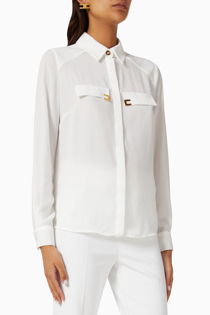 

Logo Blouse in Crepe, White