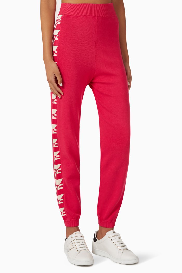 

Logo Tape Track Pants in Knit, Pink