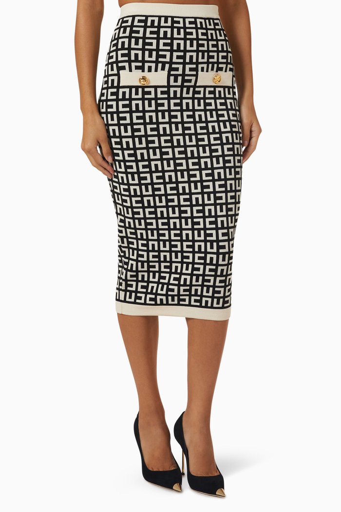 

Logo Midi Skirt in Knit, Black