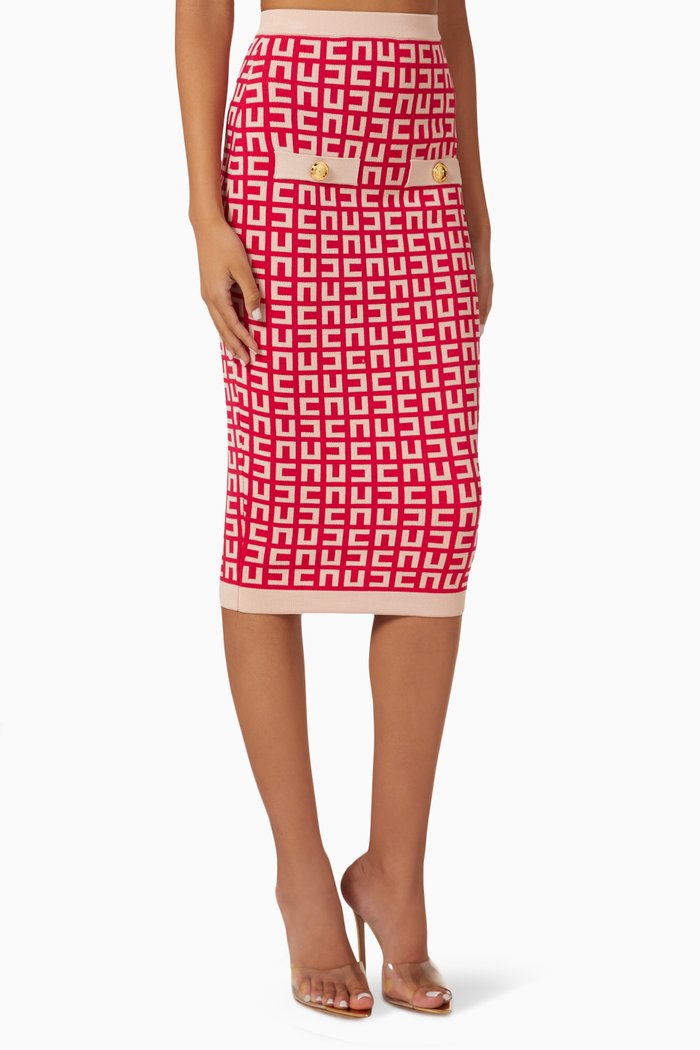 

Logo Midi Skirt in Knit, Pink