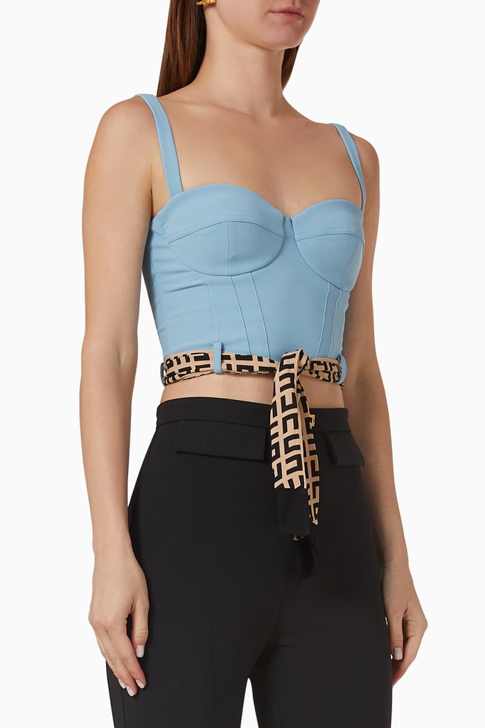 

Logo Foulard Bustier in Stretch Crepe, Blue