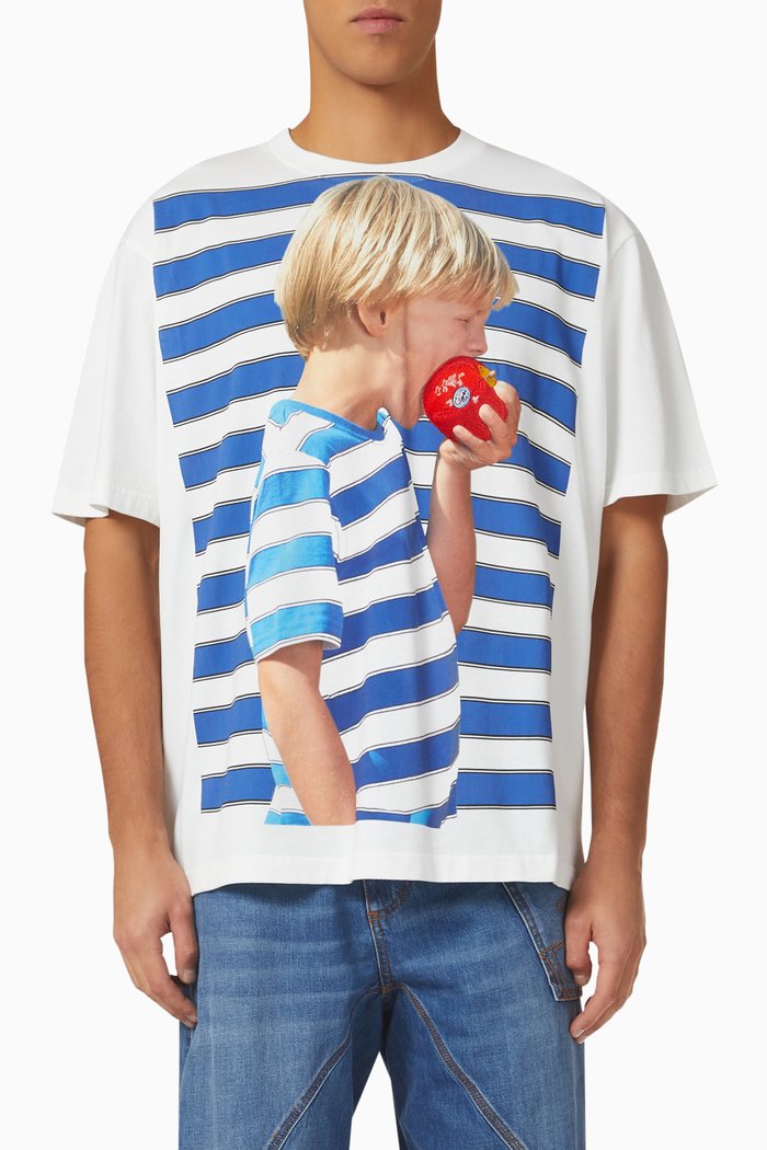 

Graphic Print T-shirt in Cotton Jersey, White