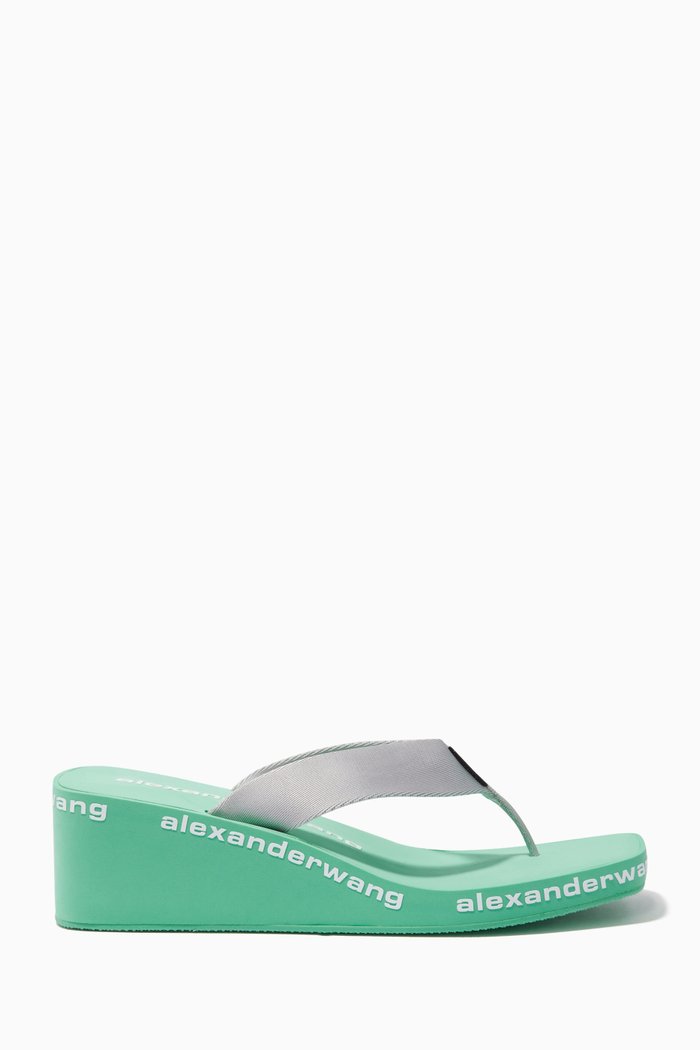 

Logo Flip Flop Wedges in Nylon and Rubber, Neutral