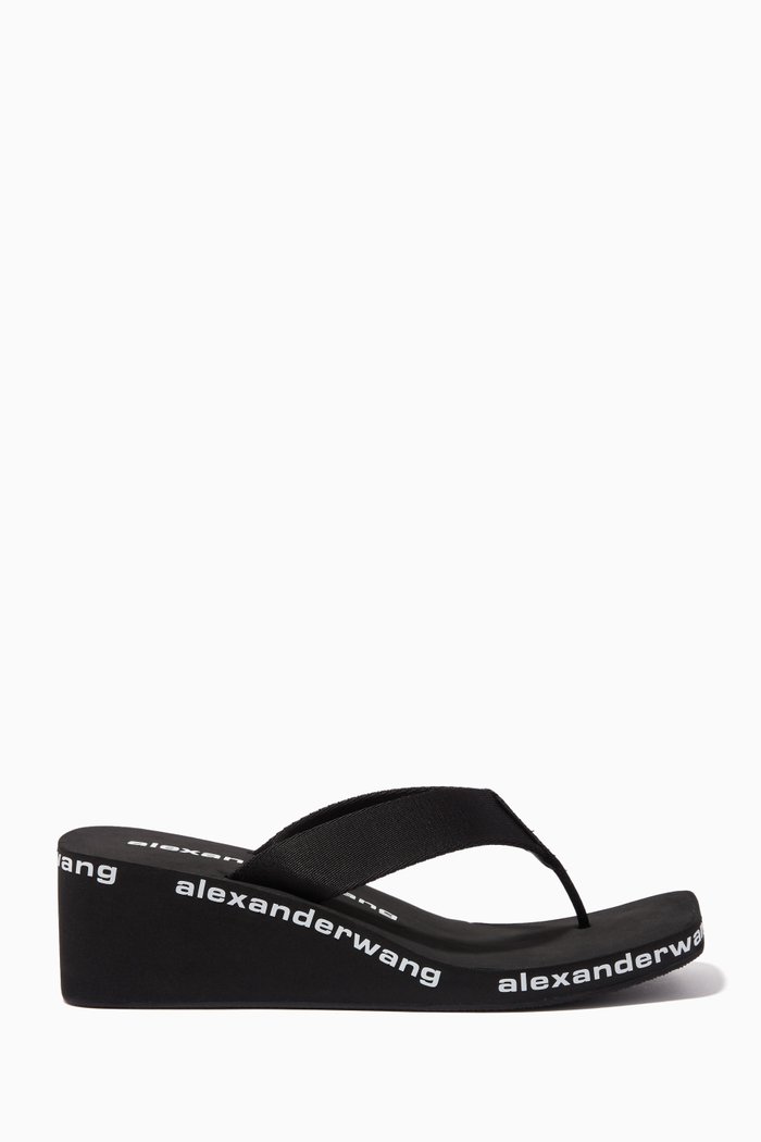 

Logo Flip Flop Wedges in Nylon and Rubber, Black