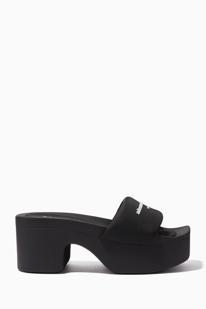 

AW Platform Slides in Nylon & Rubber, Black
