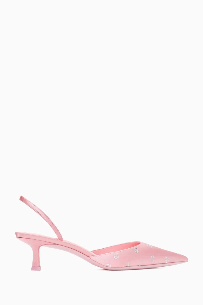 

Delphine 65 Crystal-embellished Slingback Pumps in Satin, Pink