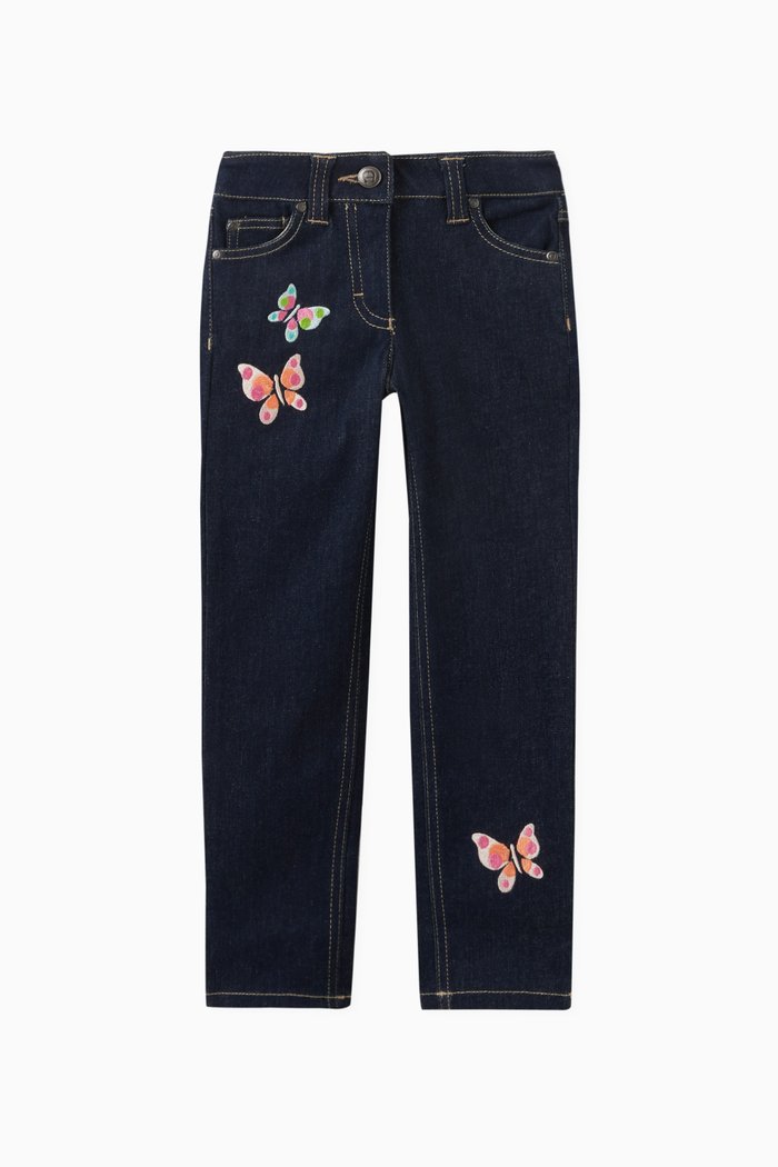 

Butterfly and Logo Jeans in Denim, Blue