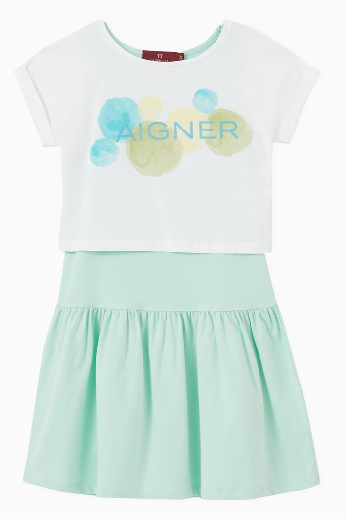 

Logo Dress Set in Cotton, Green