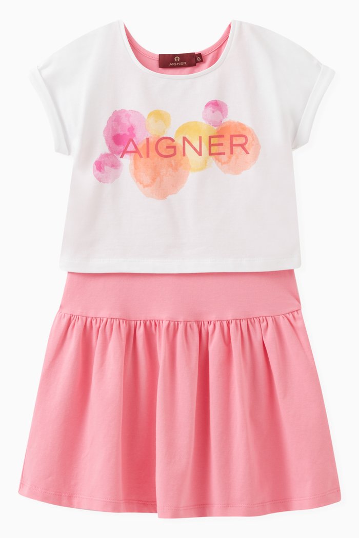 

Logo Dress Set in Cotton, Pink