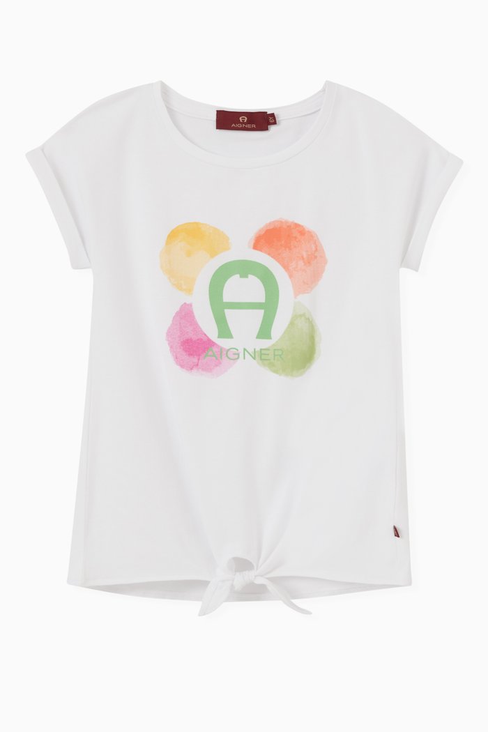 

Watercolour Logo Knot Tie T-shirt in Cotton Jersey, White