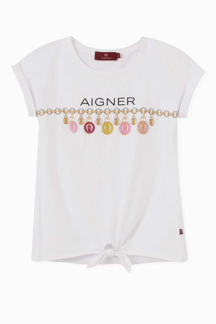 

Logo Knot Tie T-shirt in Cotton Jersey, White