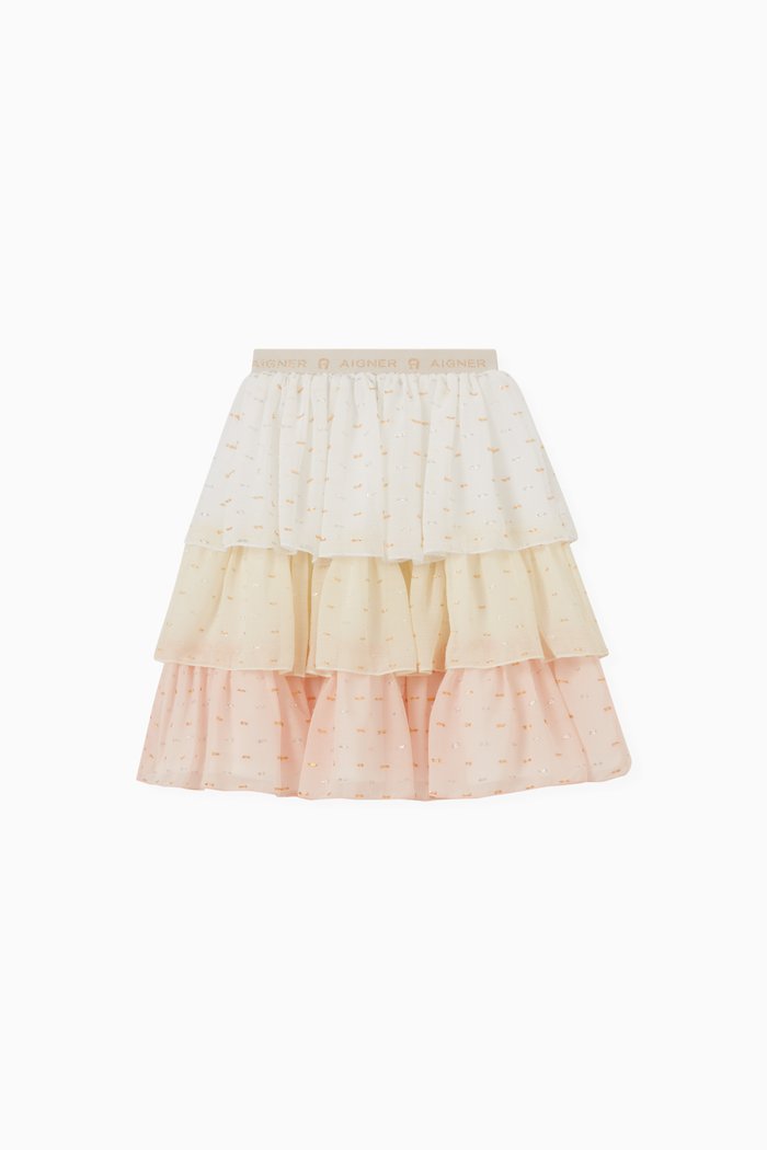 

Tiered Ombre Skirt in Voile, White