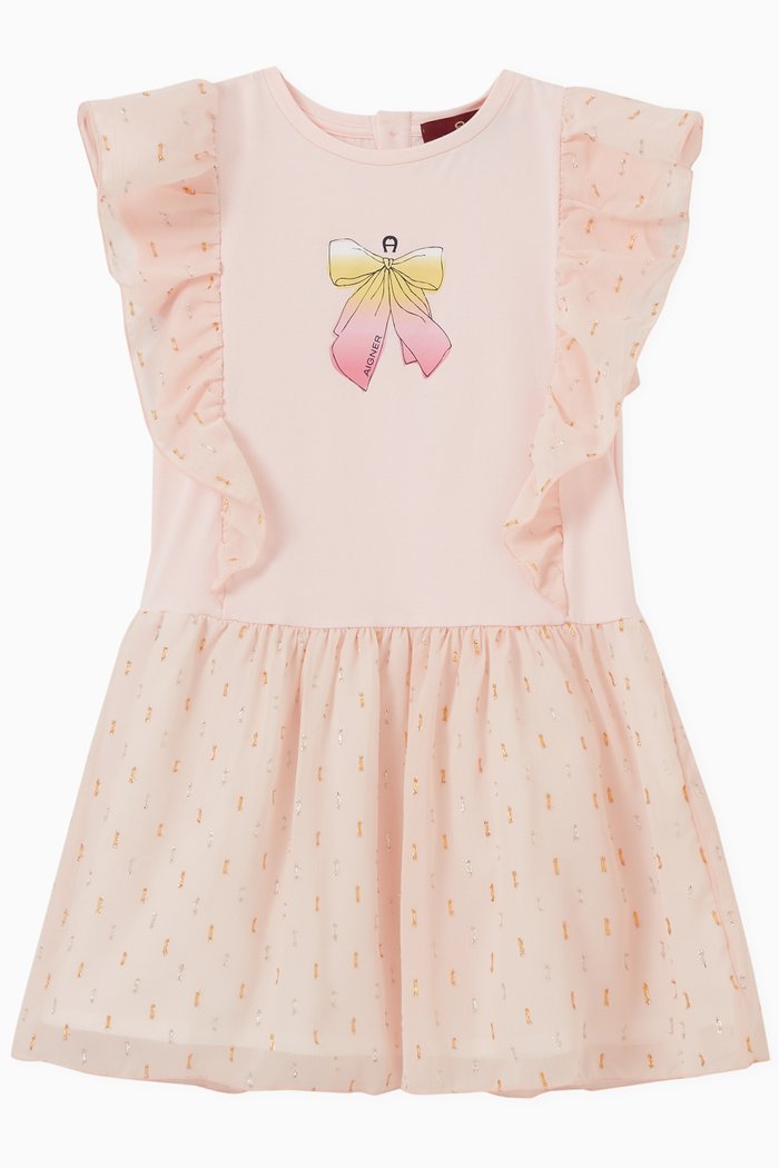 

Ribbon Mesh Dress in Cotton, Pink