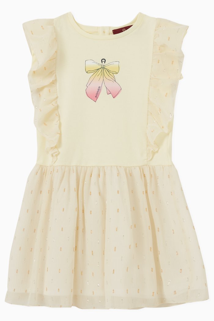 

Ribbon Mesh Dress in Cotton, Yellow