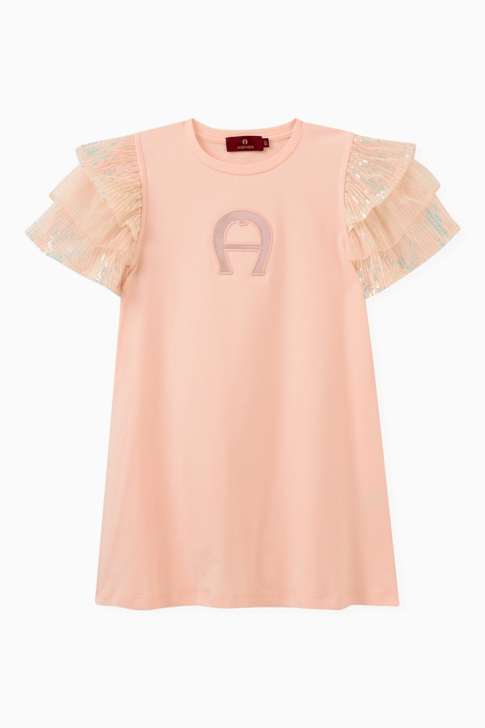 

Logo Dress in Cotton Jersey, Orange