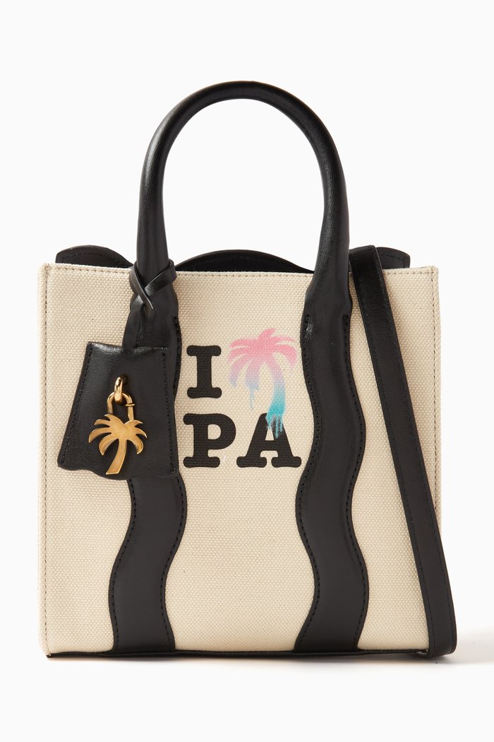 

Mini I LOVE PA Tote Bag in Canvas & Leather, Black