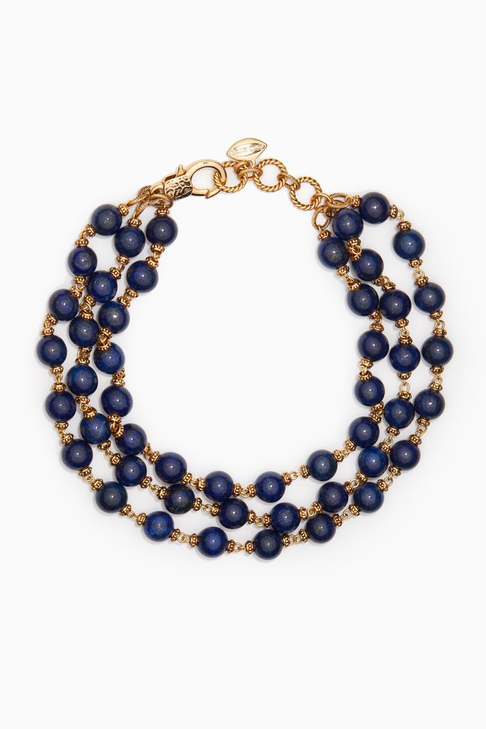 Peaceful Necklace in Lapis & Gold-plated Brass, Blue