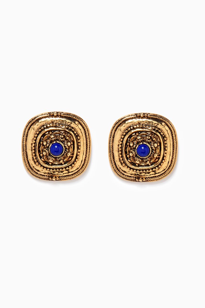 

Lapis Lazuli Clip-on Earrings in Gold-plated Brass, Blue