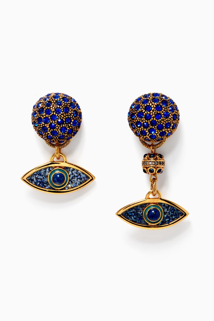 

Eye Lapis Lazuli Clip-on Earrings in Gold-plated Brass, Blue