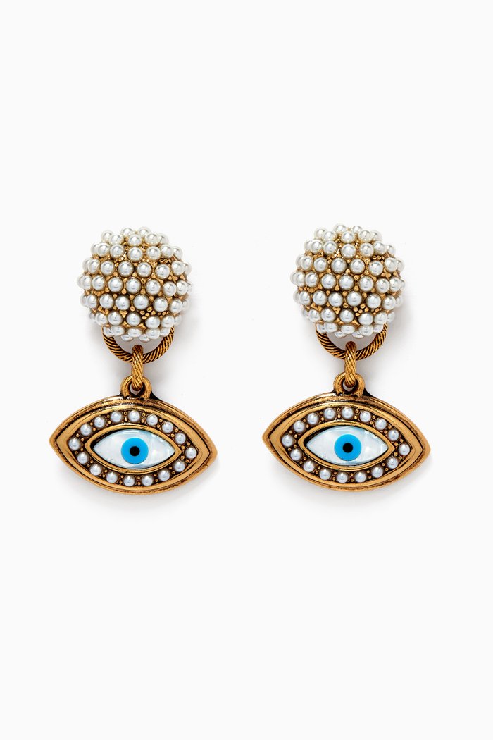 

Lucky Lady Earrings in Gold-plated Brass, White