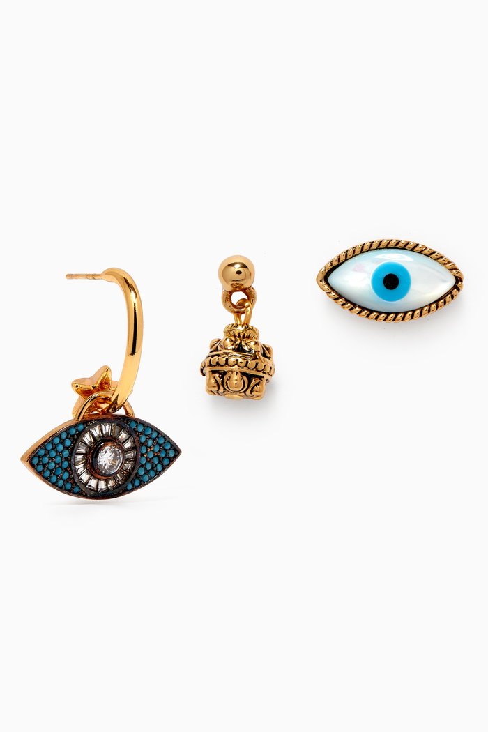 The Best Mismatched Earrings in Gold-plated Brass, Blue