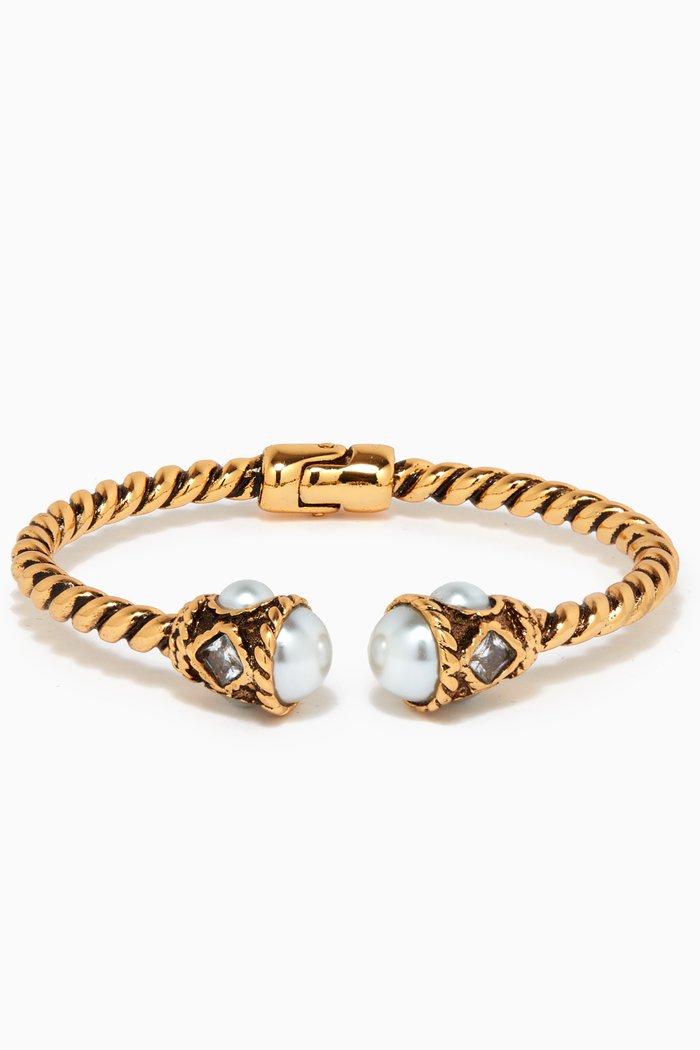 

Perla Pearl Cuff Bracelet in Gold-plated Brass, White