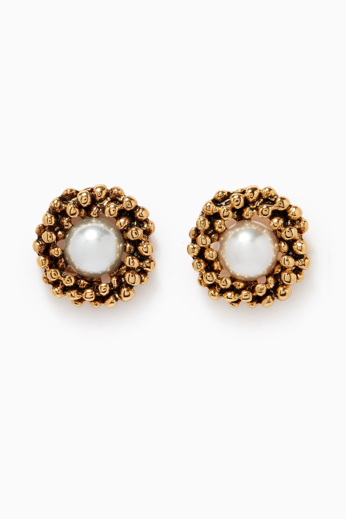 

In Touch Stud Earrings in Gold-plated Brass, White