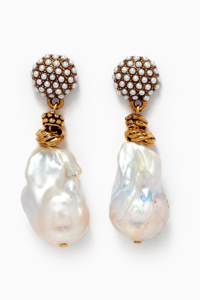 Duchess Earrings in Gold-plated Brass, White