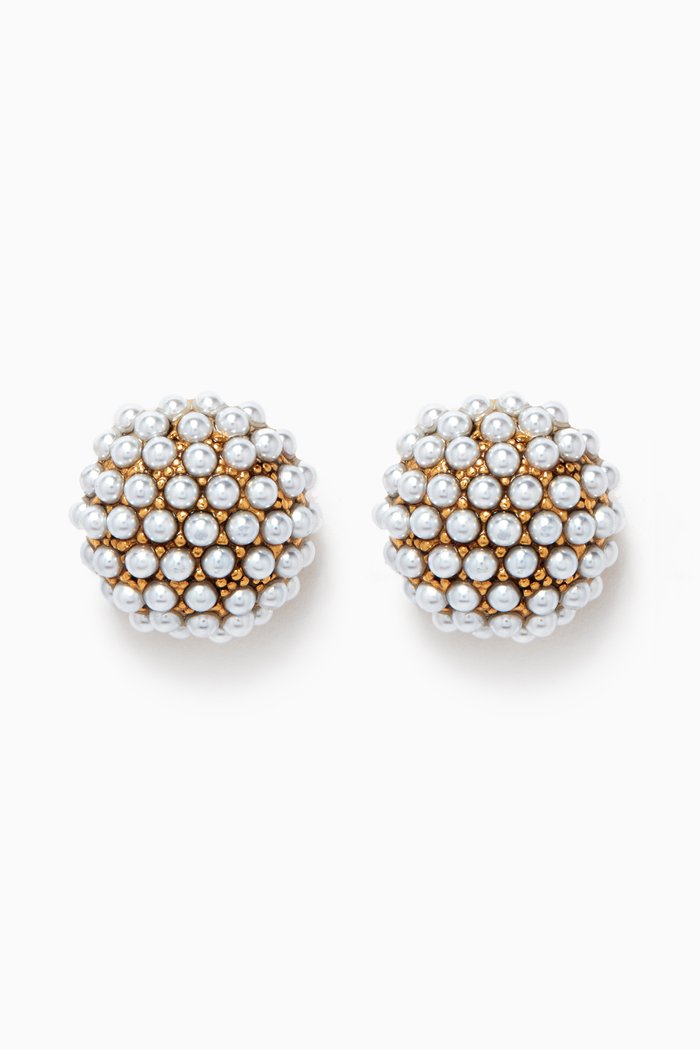 

Pearl Clip-on Stud Earrings in Gold-plated Brass, White