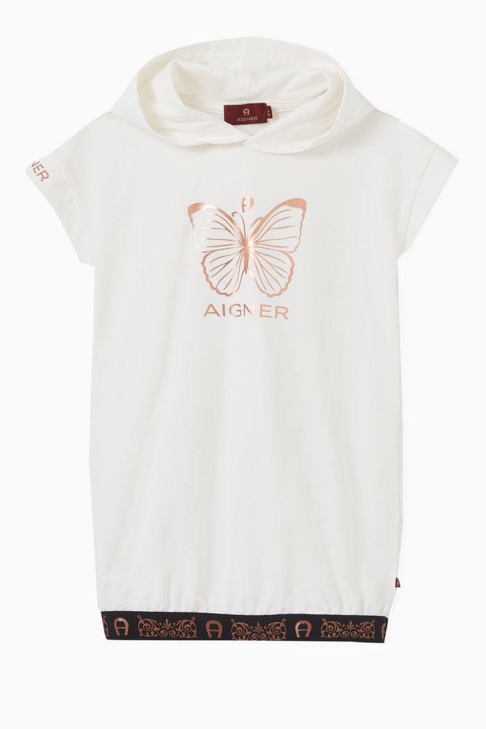 

Logo Butterfly Dress in Cotton, White