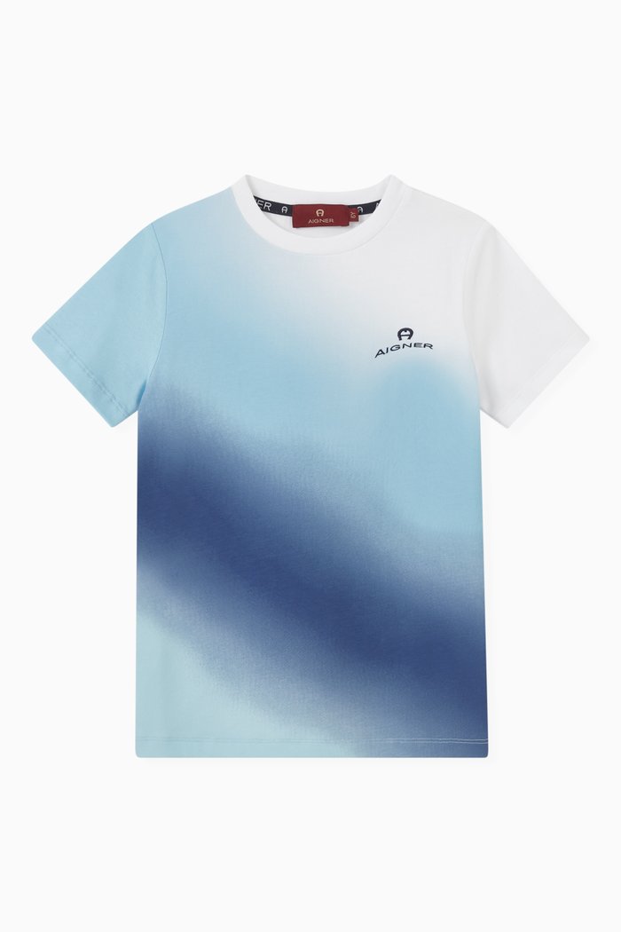 

Logo Gradient Print T-shirt in Cotton, Blue