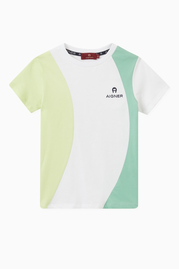 

Colour-blocked Logo T-shirt in Cotton, Green