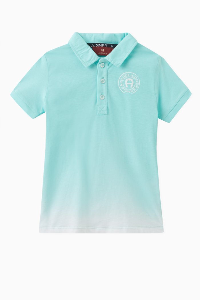 

Ombre Logo Polo Shirt in Cotton, Blue