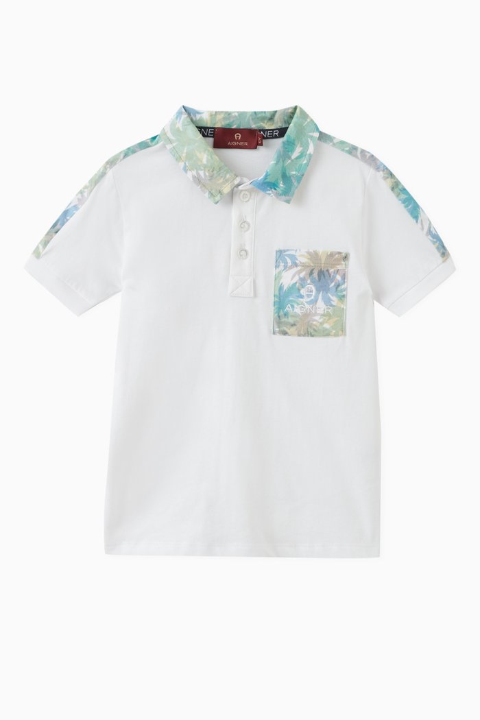 

Leaf Logo Polo Shirt in Cotton, White