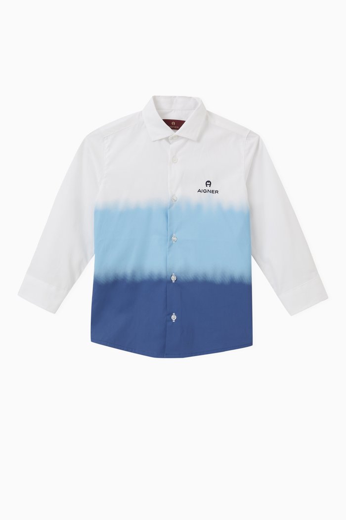 

Ombré Logo Shirt in Cotton Poplin, Blue
